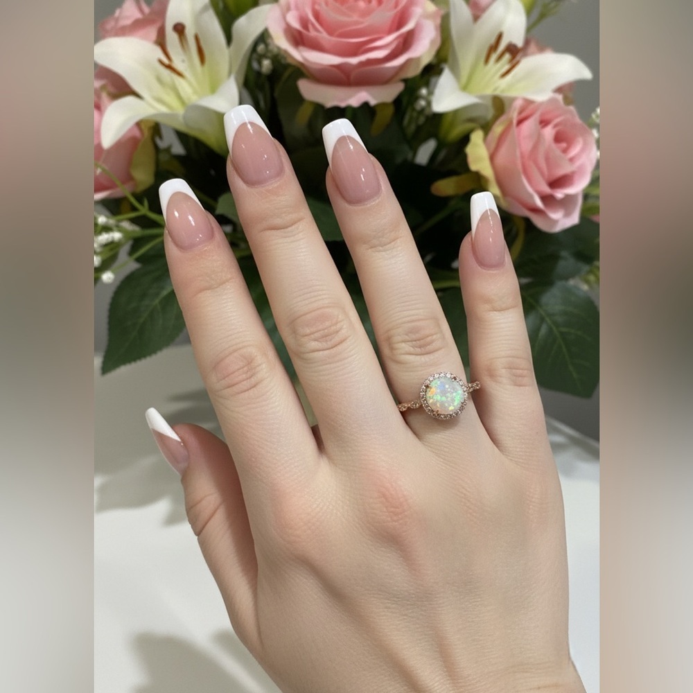 Fire Opal and Crystal Simulated Diamond Rose Gold Plated Ring Size 9